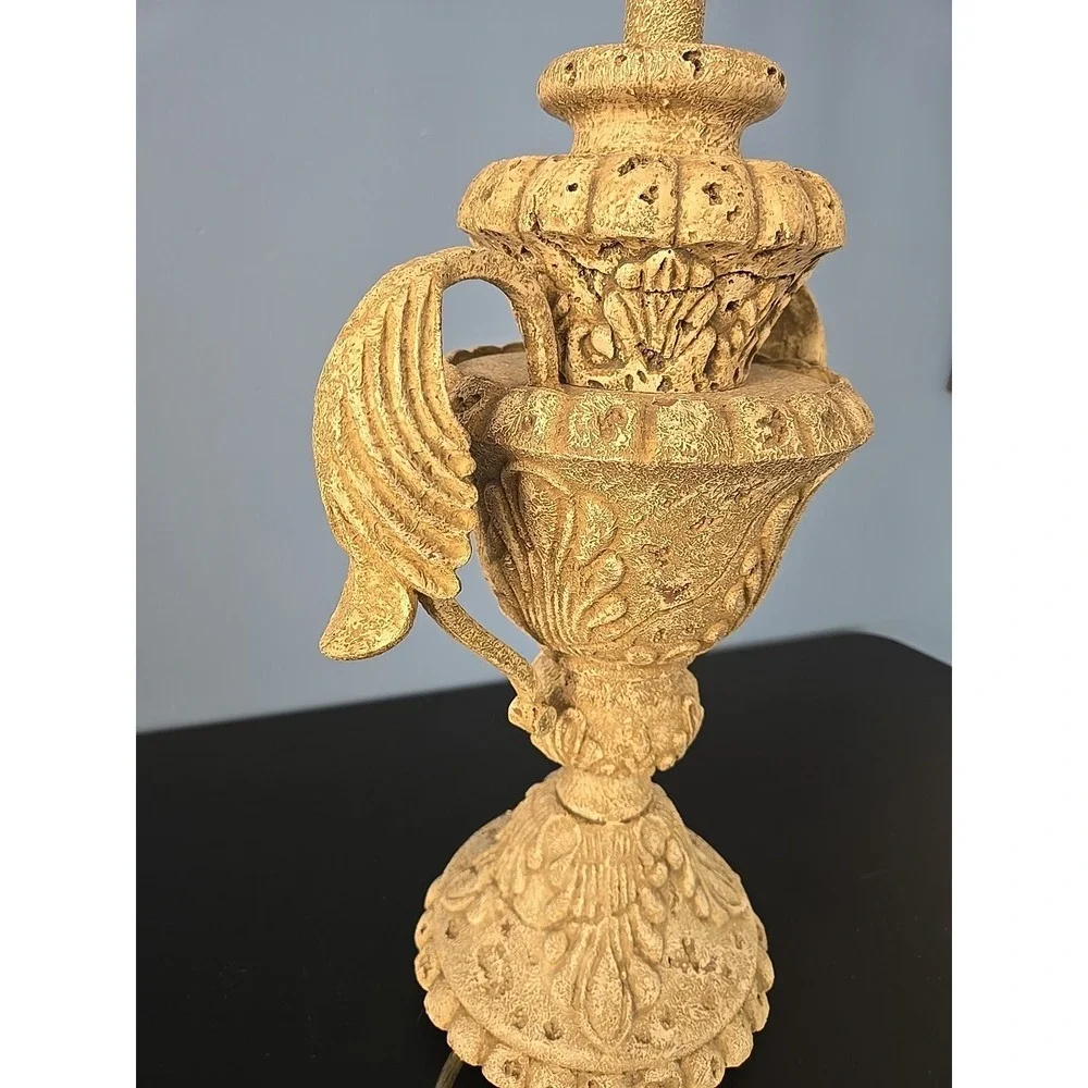 Berman Greek Vtg Ornate Urn Table‎ Lamp Crackle Glaze Resin 28
